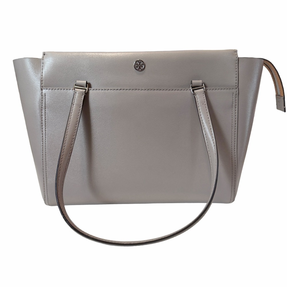 Tory Burch Small Robinson Leather Tote in Graystone